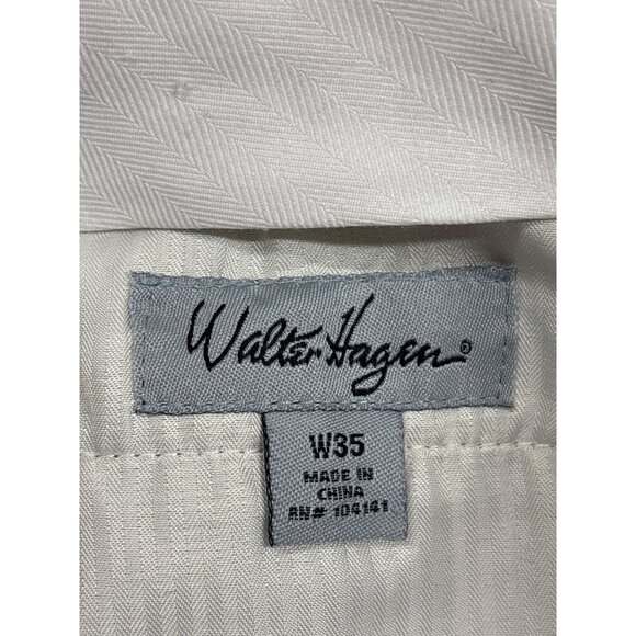 Walter Hagen Mens Golf Shorts Size 35 Pinstripe Tan White - Picture 3 of 4